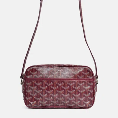 Pre-owned Goyard Ine Canvas Cap-vert Pm Crossbody Bag In Burgundy