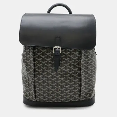 Pre-owned Goyard Ine Canvas Clamecy Cowhide Leather Backpack Bag In Black
