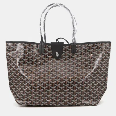Pre-owned Goyard Ine Canvas Leather Tote Bag In Black