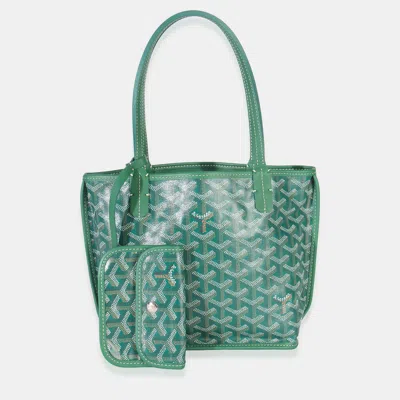 Pre-owned Goyard Ine Canvas Reversible Mini Anjou In Green