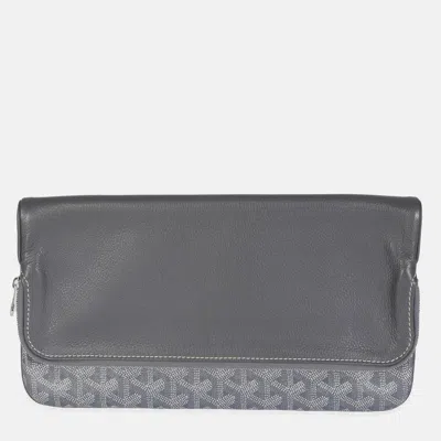 Pre-owned Goyard Ine Canvas Sainte Marie Soft Clutch In Gray