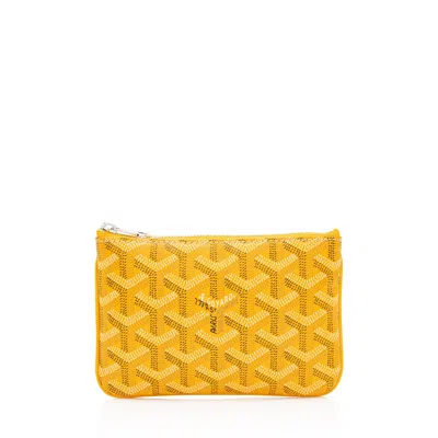 Pre-owned Goyard Ine Canvas Senat Mini Pouch In Yellow