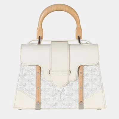 Pre-owned Goyard Ine Canvas Top Handle Bag In White