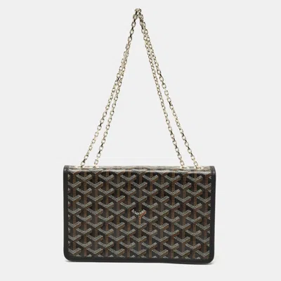 Pre-owned Goyard Ine Coated Canvas Alexandre Iii Shoulder Bag In Black