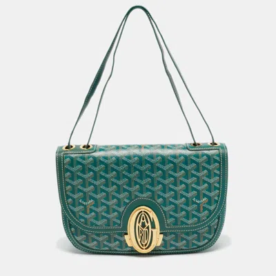 Pre-owned Goyard Ine Coated Canvas And Leather 223 Bag In Green