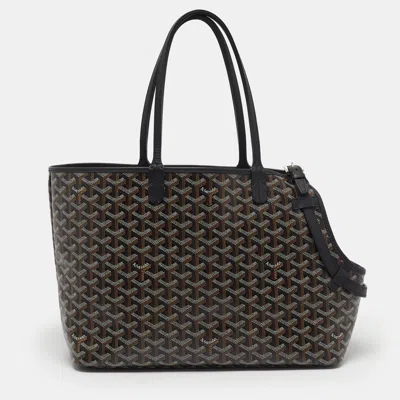 Pre-owned Goyard Ine Coated Canvas And Leather Bag In Black