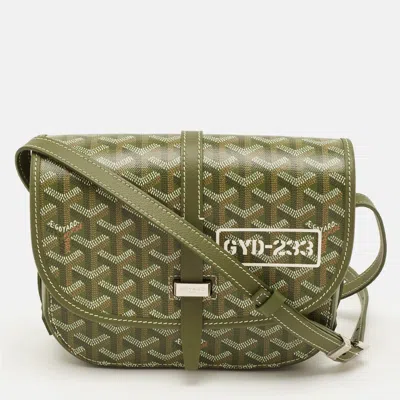 Pre-owned Goyard Ine Coated Canvas And Leather Bag In Green