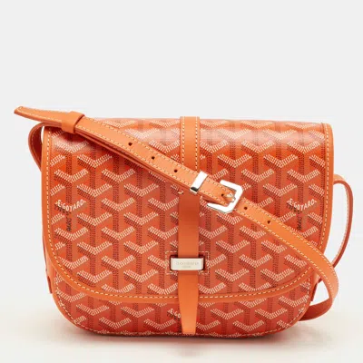 Pre-owned Goyard Ine Coated Canvas And Leather Bag In Orange