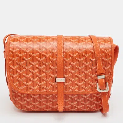 Pre-owned Goyard Ine Coated Canvas And Leather Bag In Orange