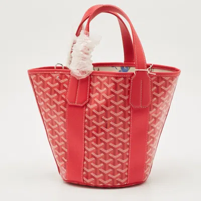 Goyard Ine Coated Canvas And Leather Belharra Pm Tote In Red