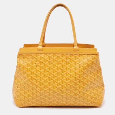 Pre-owned Goyard Ine Coated Canvas And Leather Bellechasse Pm Tote In Yellow