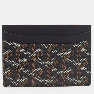 Pre-owned Goyard Ine Coated Canvas And Leather Card Holder In Black