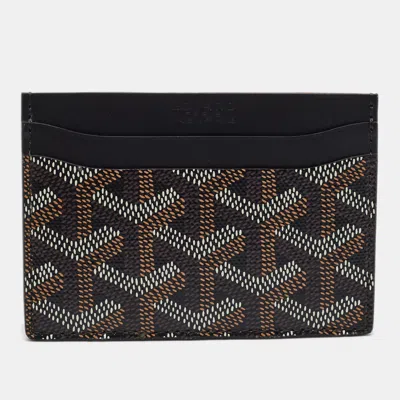 Pre-owned Goyard Ine Coated Canvas And Leather Card Holder In Black