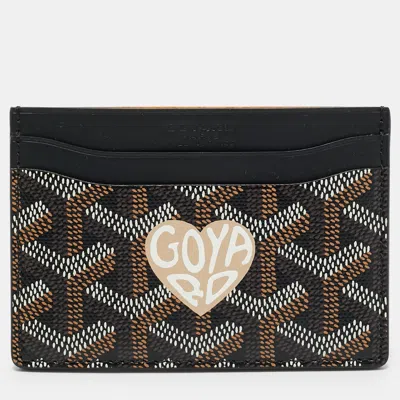 Pre-owned Goyard Ine Coated Canvas And Leather Card Holder In Black