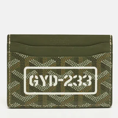 Pre-owned Goyard Ine Coated Canvas And Leather Card Holder In Green