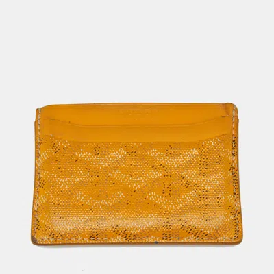 Pre-owned Goyard Ine Coated Canvas And Leather Card Holder In Yellow