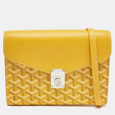 Pre-owned Goyard Ine Coated Canvas And Leather Chypre Wallet-pouch