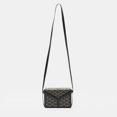 Pre-owned Goyard Ine Coated Canvas And Leather Clutch In Black