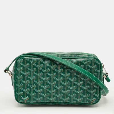 Pre-owned Goyard Ine Coated Canvas And Leather Crossbody Bag In Green