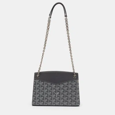 Pre-owned Goyard Ine Coated Canvas And Leather Crossbody Bag In Grey
