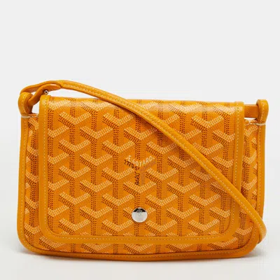 Pre-owned Goyard Ine Coated Canvas And Leather Crossbody Bag In Yellow