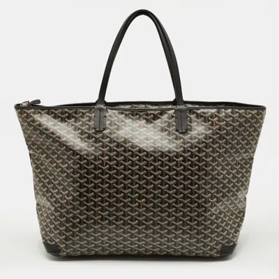 Pre-owned Goyard Ine Coated Canvas And Leather Duffel Bag In Black