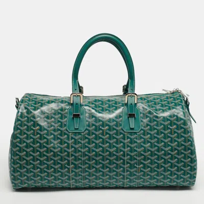 Pre-owned Goyard Ine Coated Canvas And Leather Duffel Bag In Green