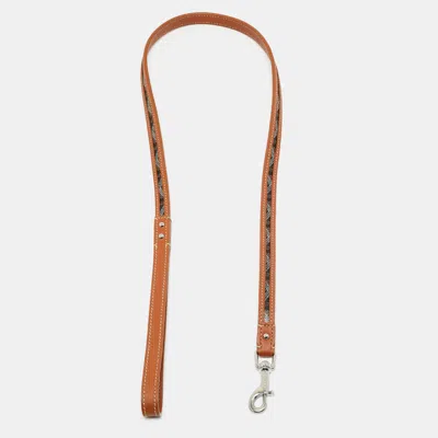 Pre-owned Goyard Ine Coated Canvas And Leather Edmond Leash In Brown