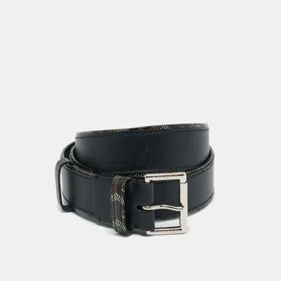 Pre-owned Goyard Ine Coated Canvas And Leather Florida Belt 95 Cm In Black