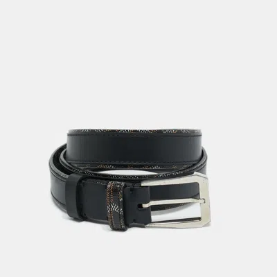 Pre-owned Goyard Ine Coated Canvas And Leather Fregate Belt 90 Cm In Black