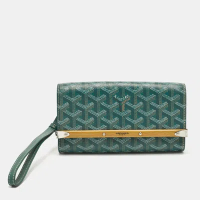 Pre-owned Goyard Ine Coated Canvas And Leather In Green