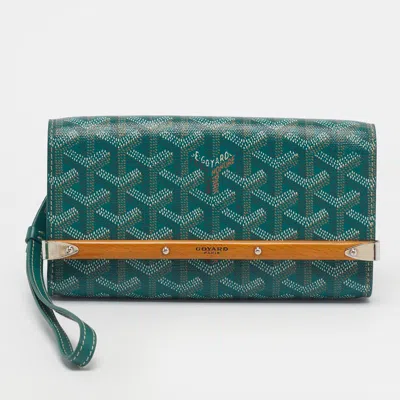 Pre-owned Goyard Ine Coated Canvas And Leather In Green