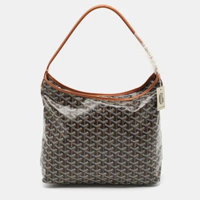 Pre-owned Goyard Ine Coated Canvas And Leather Hobo In Brown