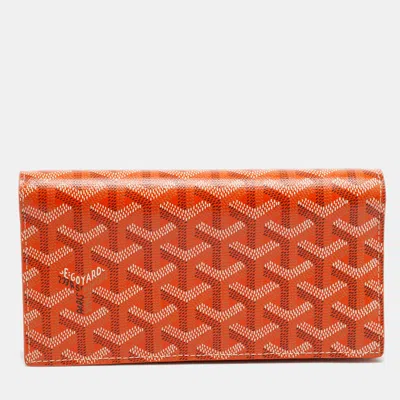 Pre-owned Goyard Ine Coated Canvas And Leather Long Wallet In Orange