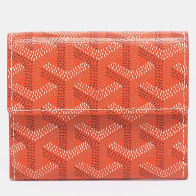 Pre-owned Goyard Ine Coated Canvas And Leather Marigny Wallet In Orange