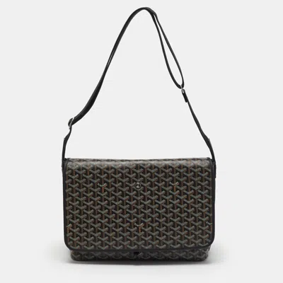 Pre-owned Goyard Ine Coated Canvas And Leather Messenger Bag In Black