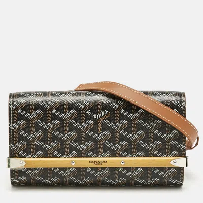 Pre-owned Goyard Ine Coated Canvas And Leather Mini Monte Carlo Case In Brown
