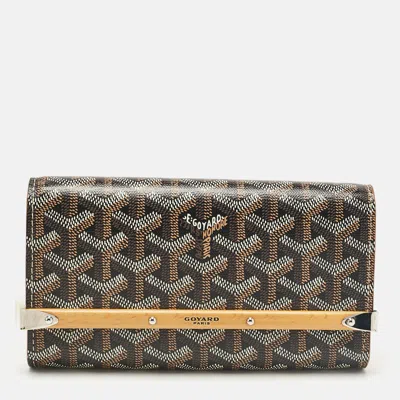 Pre-owned Goyard Ine Coated Canvas And Leather Mini Monte Carlo Case In Brown