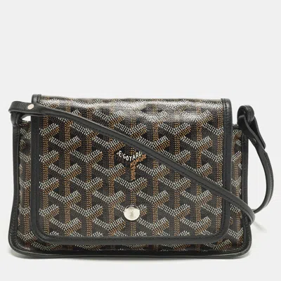 Pre-owned Goyard Ine Coated Canvas And Leather Pocket Wallet In Black