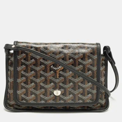 Pre-owned Goyard Ine Coated Canvas And Leather Pocket Wallet In Black