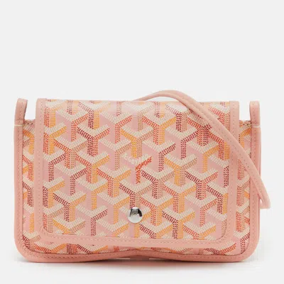 Pre-owned Goyard Ine Coated Canvas And Leather Pocket Wallet In Pink