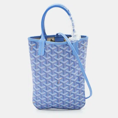 Goyard Ine Coated Canvas And Leather Poitiers Pm Tote In Blue