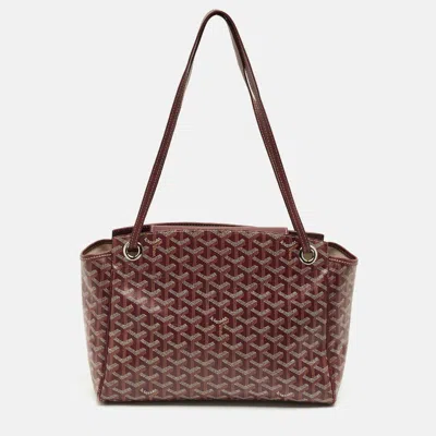 Pre-owned Goyard Ine Coated Canvas And Leather Rouette Pm Bag In Burgundy