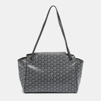 Pre-owned Goyard Ine Coated Canvas And Leather Rouette Pm Bag In Gray