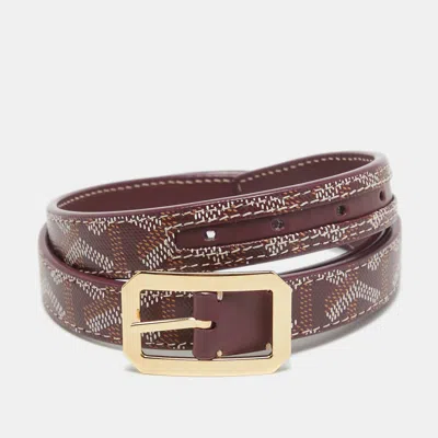 Pre-owned Goyard Ine Coated Canvas And Leather Rudy Belt 75 Cm In Burgundy