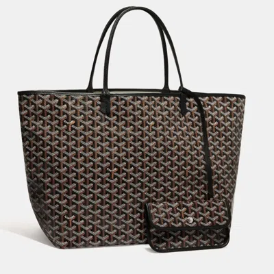 Pre-owned Goyard Ine Coated Canvas And Leather Saint Louis Gm Tote Bag In Black