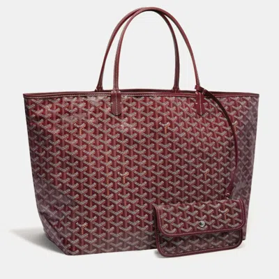 Pre-owned Goyard Ine Coated Canvas And Leather Saint Louis Gm Tote Bag In Burgundy