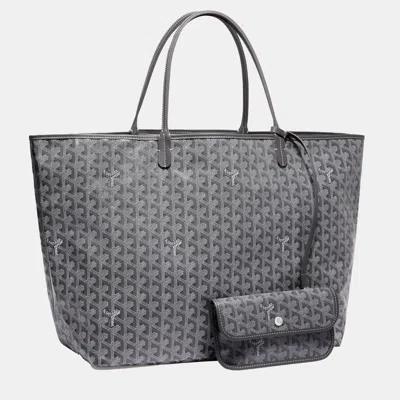 Pre-owned Goyard Ine Coated Canvas And Leather Saint Louis Gm Tote Bag In Grey