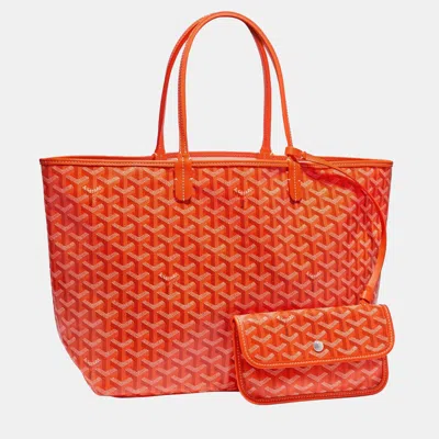 Pre-owned Goyard Ine Coated Canvas And Leather Saint Louis Gm Tote Bag In Orange