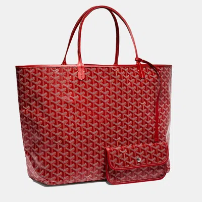 Pre-owned Goyard Ine Coated Canvas And Leather Saint Louis Gm Tote Bag In Red
